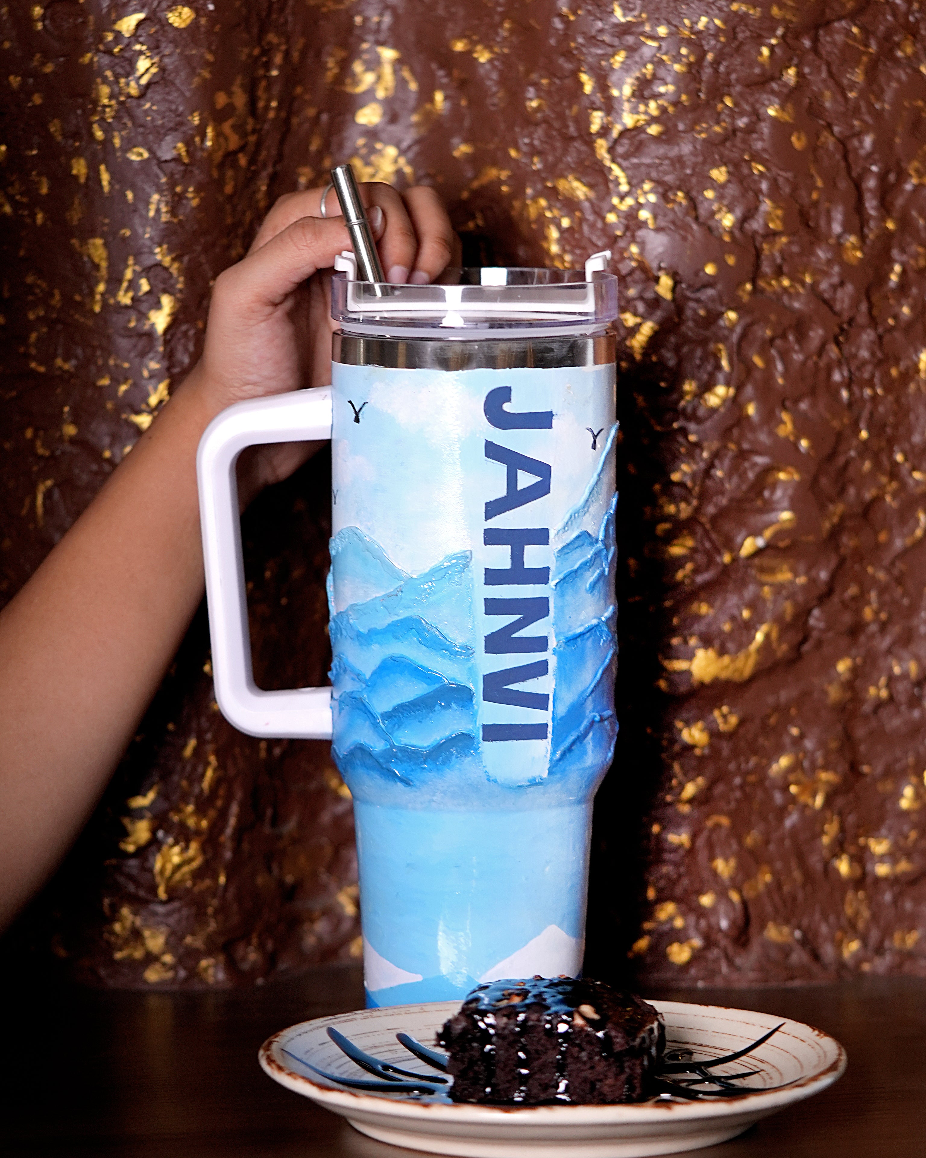 Arctic Glacier 3D Hand Painted Customized Name Tumbler