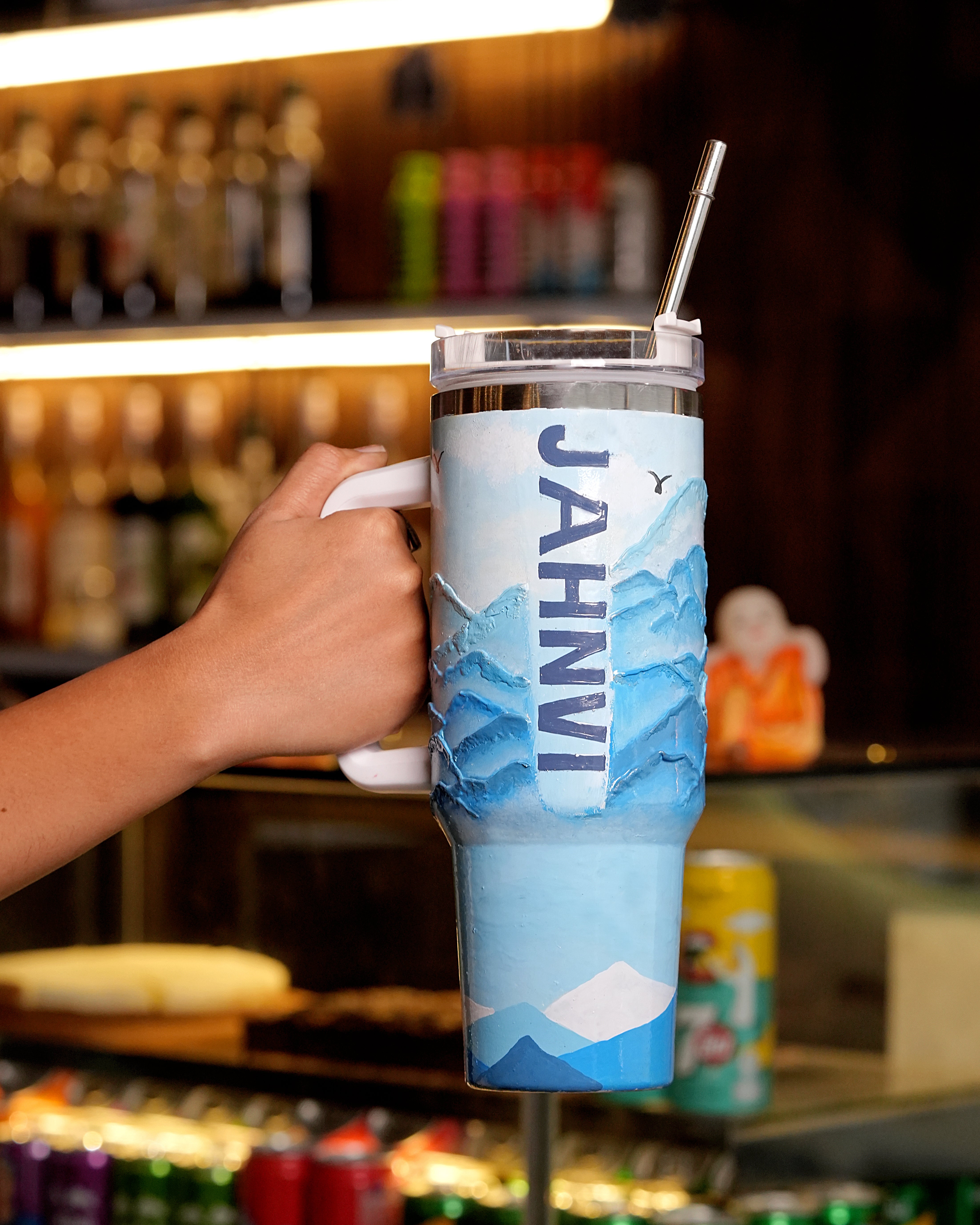 Arctic Glacier 3D Hand Painted Customized Name Tumbler