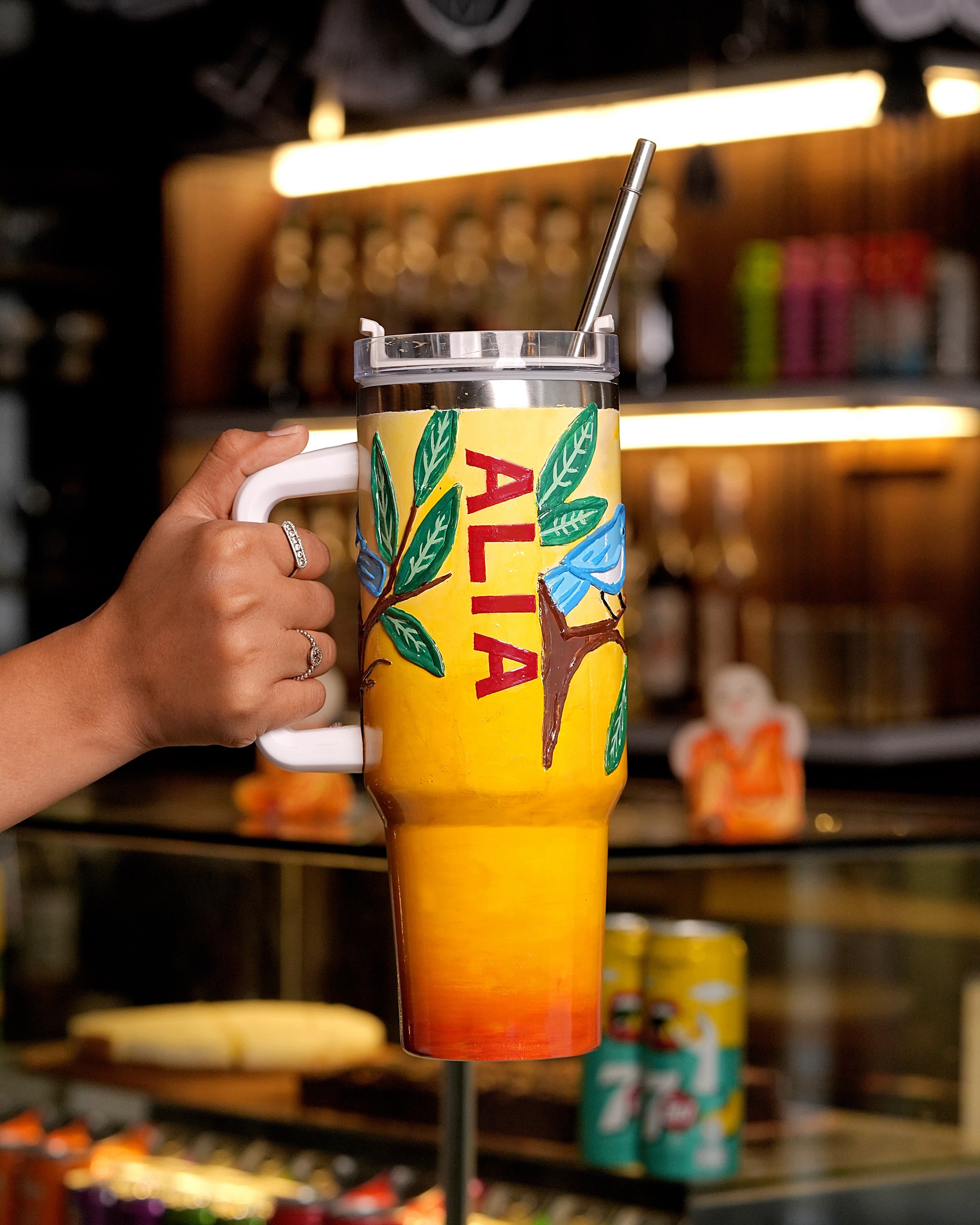 Vibrant Canopy 3D Hand Painted Customized Name Tumbler