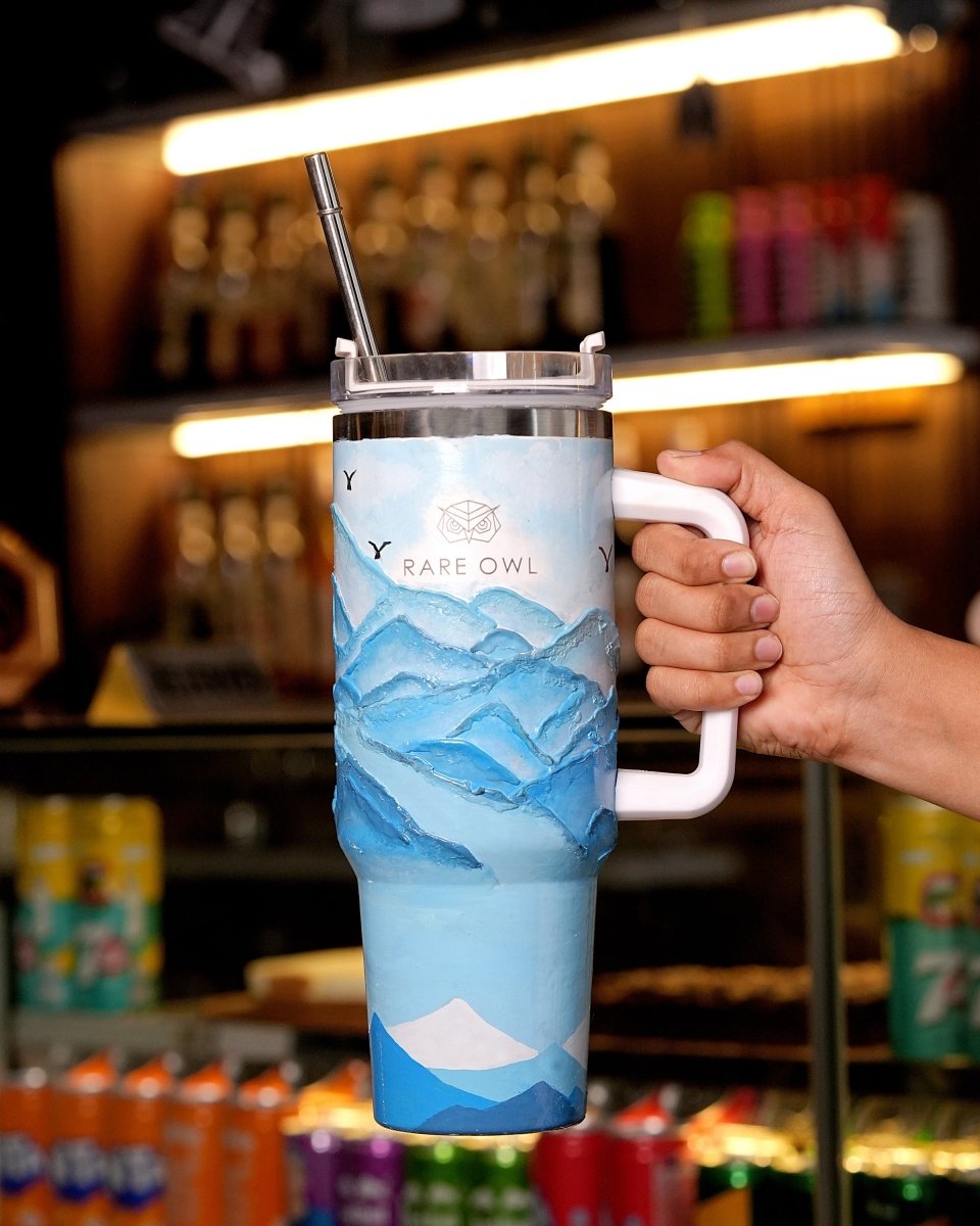 Arctic Glacier 3D Hand Painted Customized Name Tumbler - Rare Owl