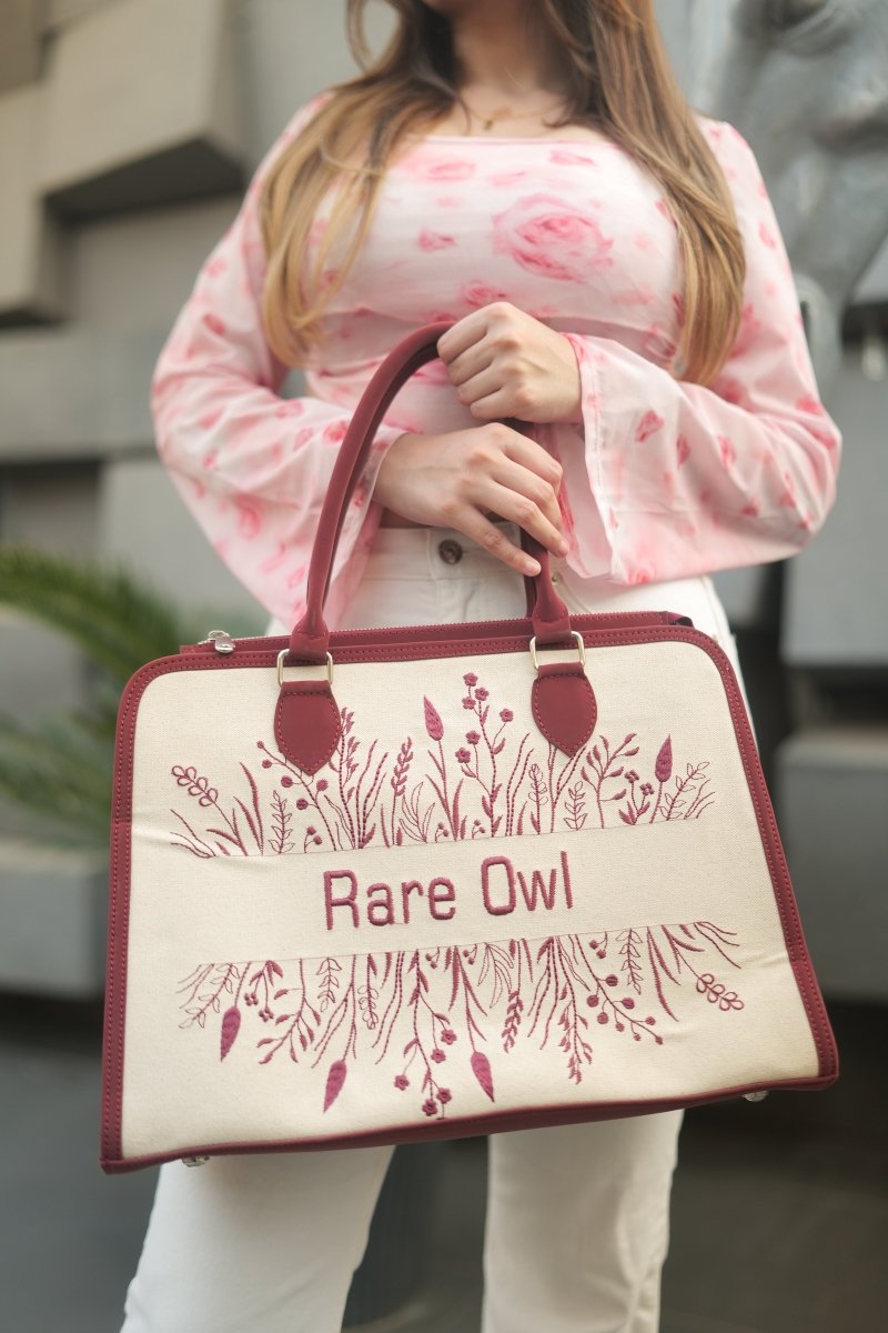 Botanic Bliss Customized Embroidery Tote Bag - Rare Owl