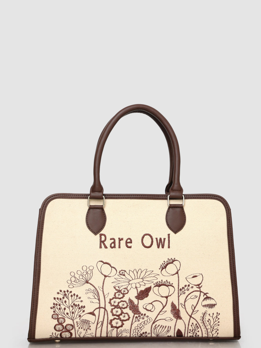 Brown Essence Customized Embroidery Tote Bag - Rare Owl