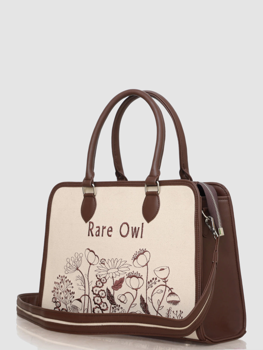 Brown Essence Customized Embroidery Tote Bag - Rare Owl