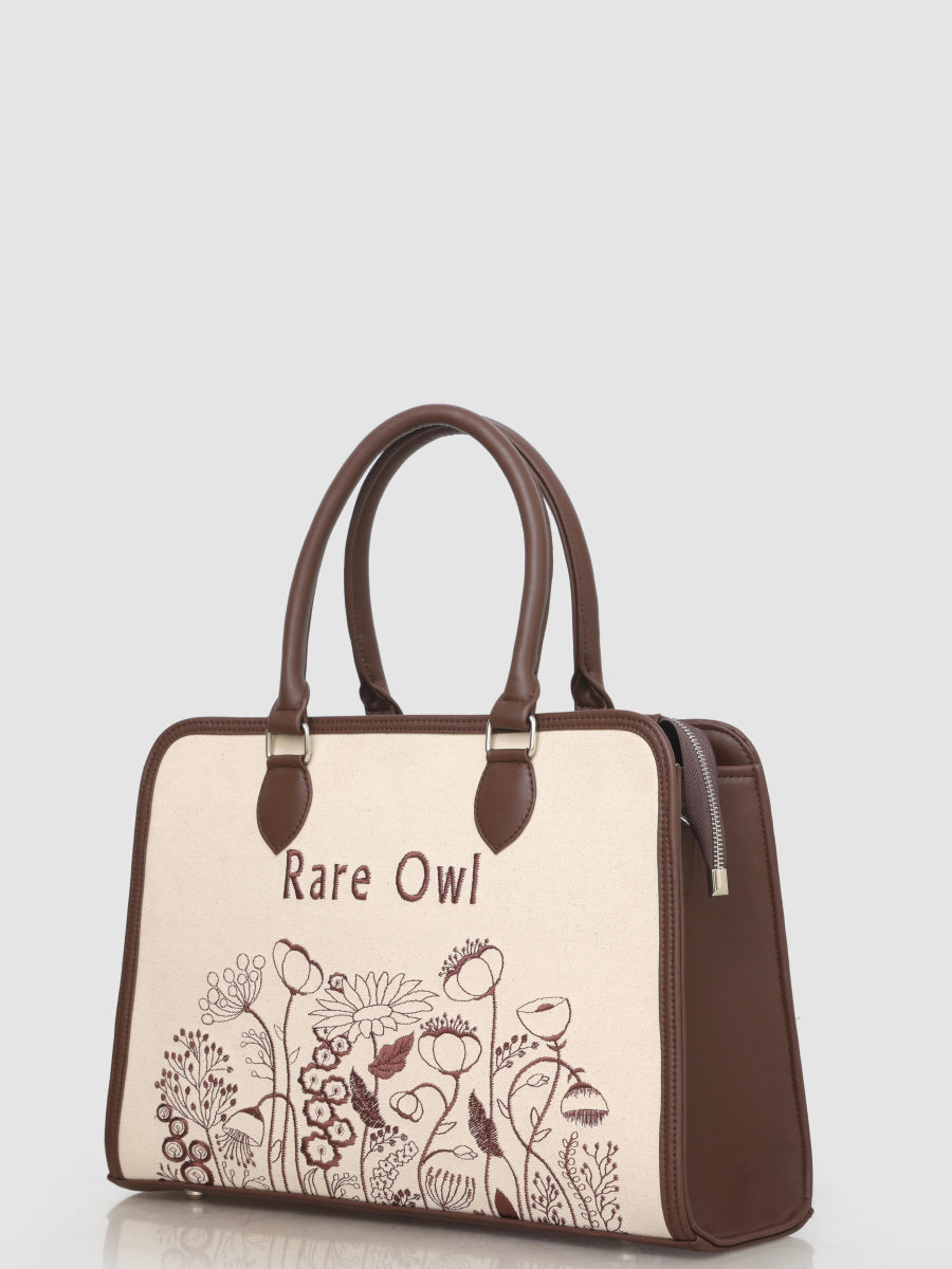 Brown Essence Customized Embroidery Tote Bag - Rare Owl