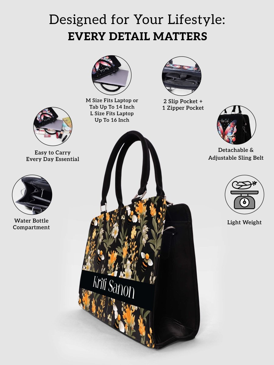 Bumble Honey Customized Name Tote Bag for Women | Rare Canvas - Rare Owl