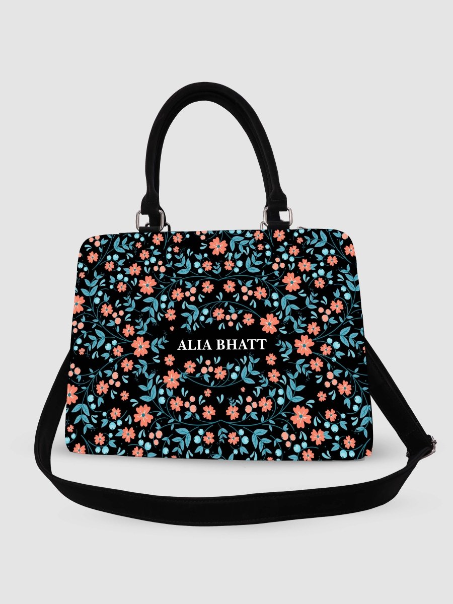 Coral Vines Customized Name Tote Bag for Women | Rare Canvas - Rare Owl