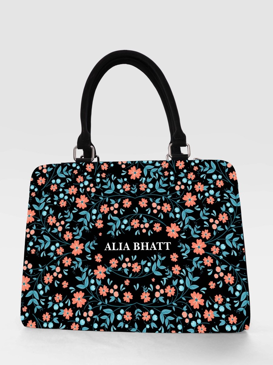 Coral Vines Customized Name Tote Bag for Women | Rare Canvas - Rare Owl
