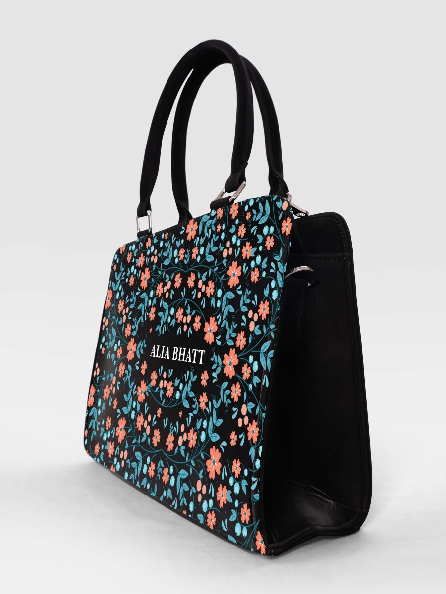 Coral Vines Customized Name Tote Bag for Women | Rare Canvas - Rare Owl