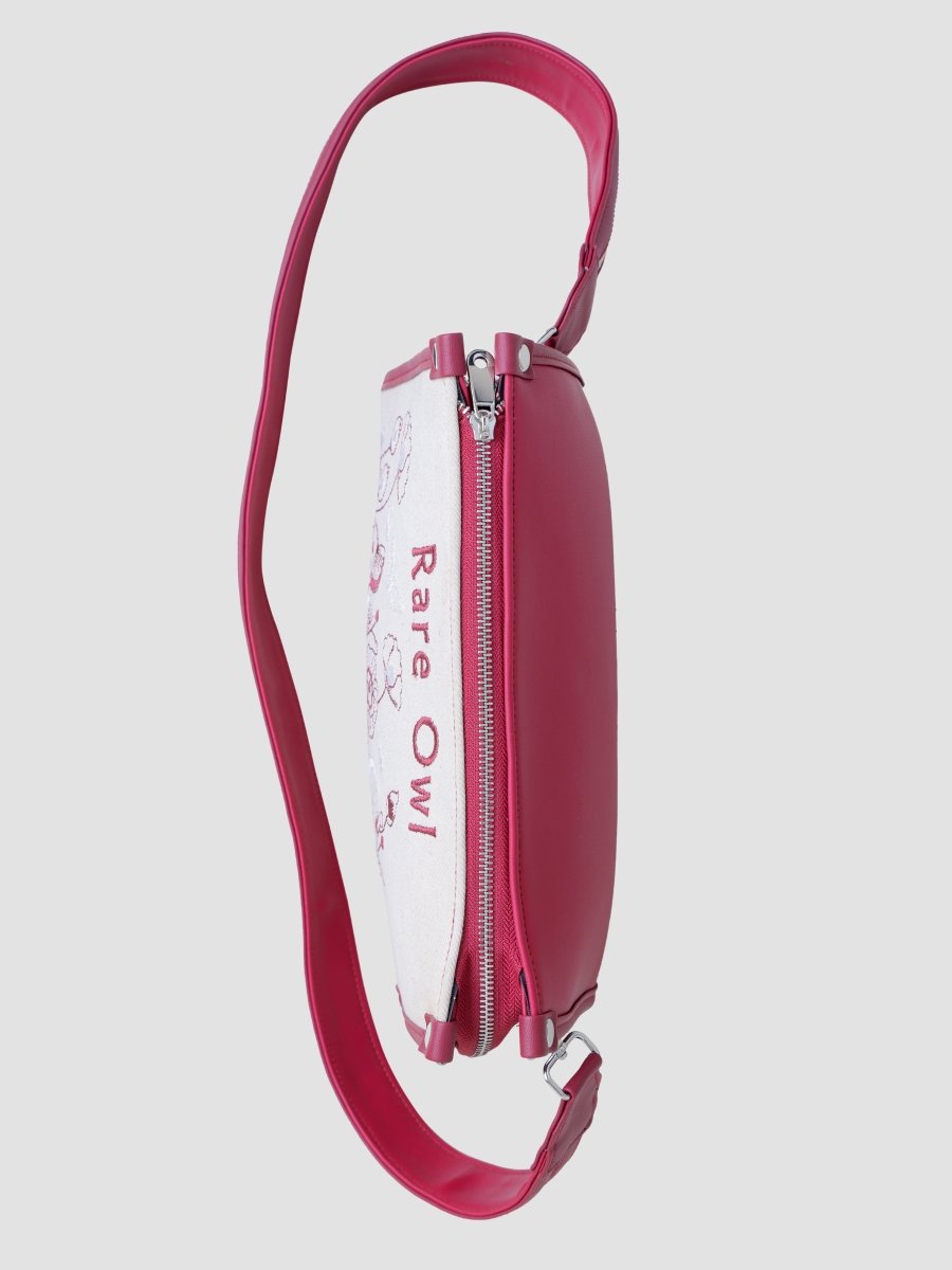 Crimson Bloom Curve Sling Bag - Rare Owl