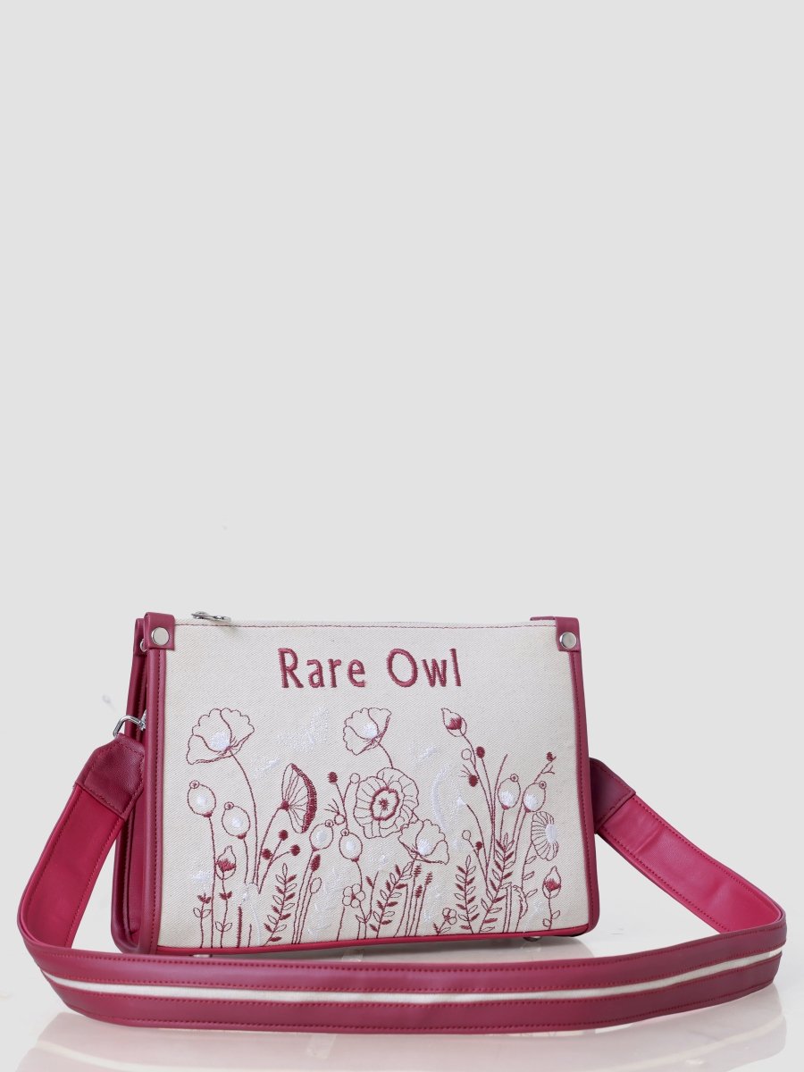 Crimson Bloom Curve Sling Bag - Rare Owl