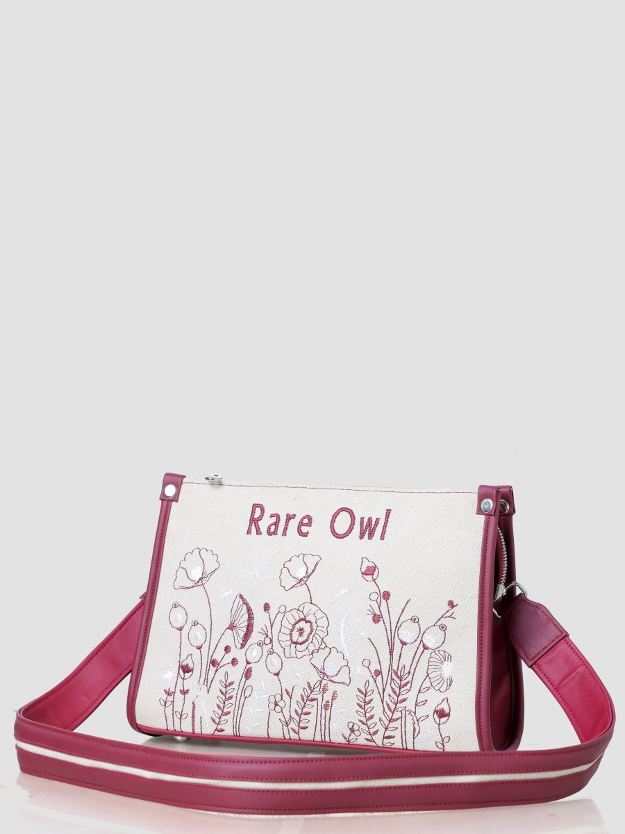 Crimson Bloom Curve Sling Bag - Rare Owl