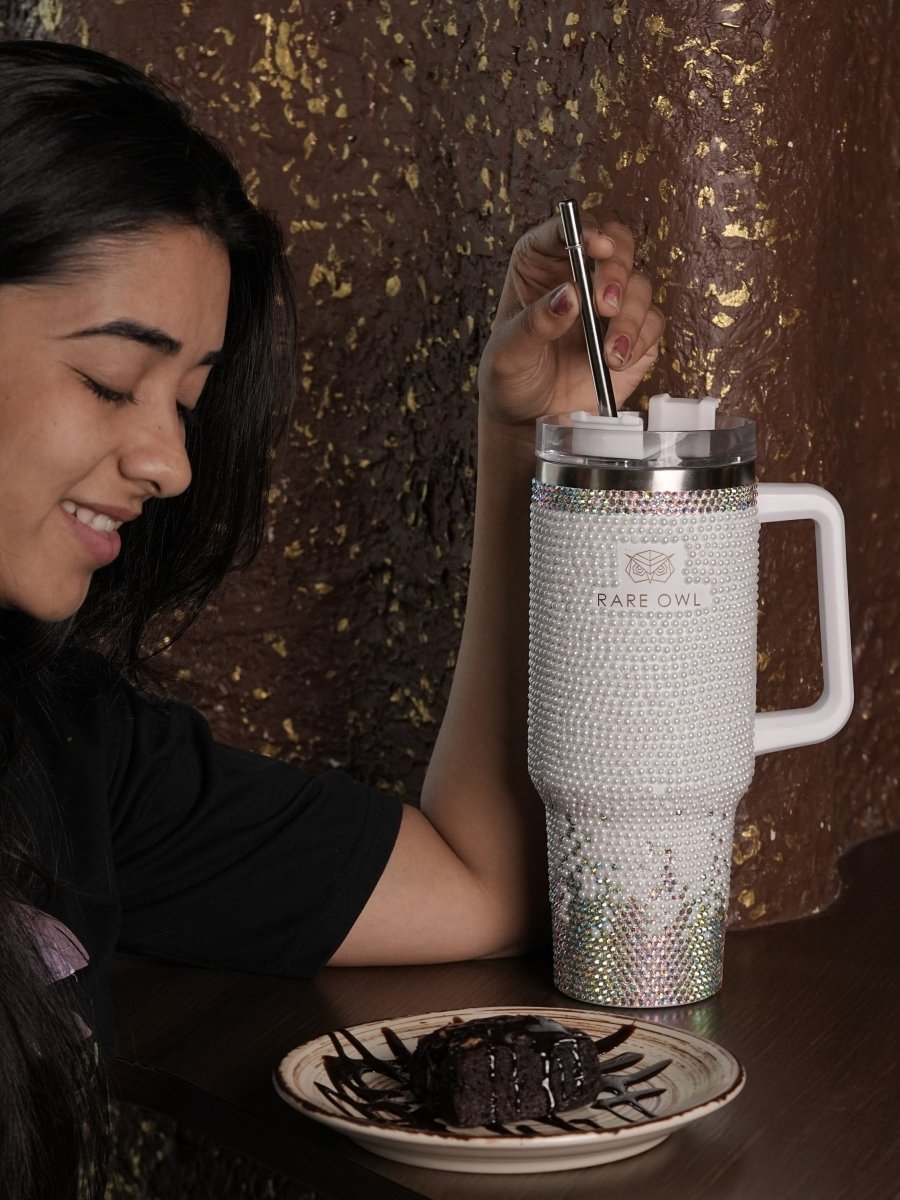Crystal Luxe Handmade Rhinestone Customized Name Tumbler - Rare Owl