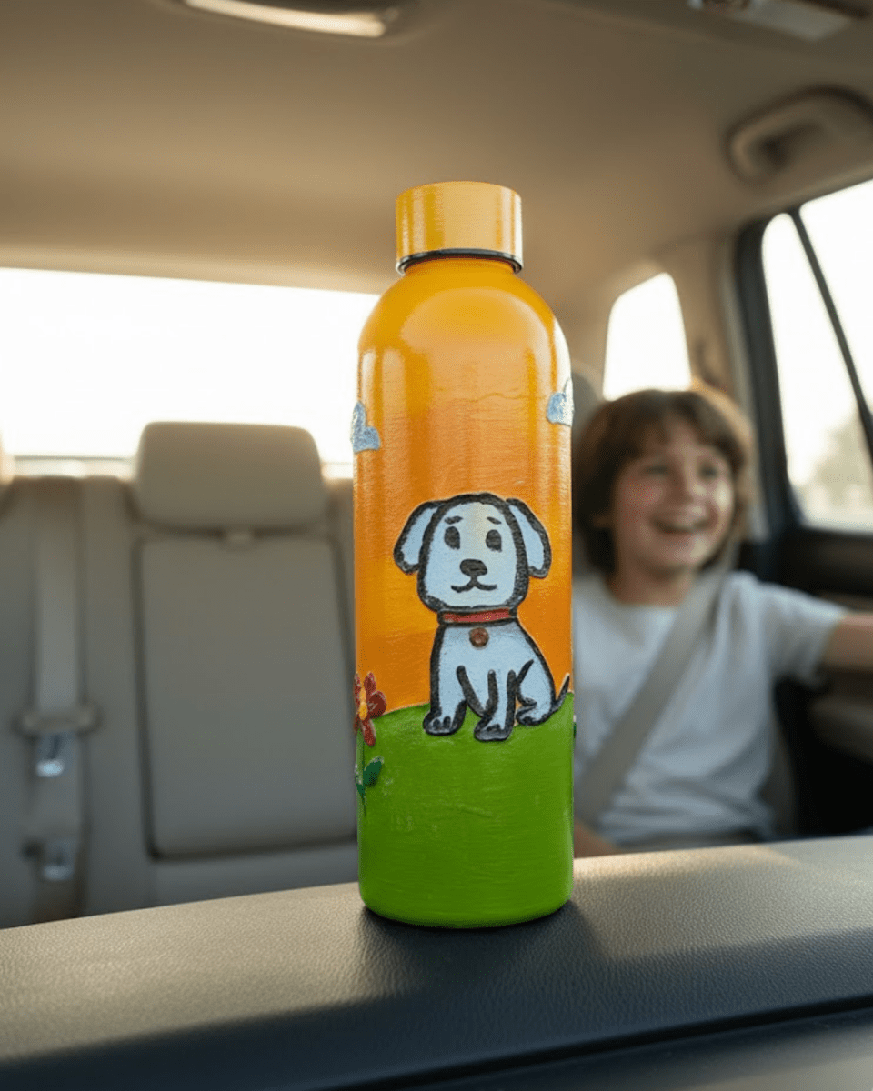 Cute Puppy Inspired Customized 3D Hand Painted Kids Bottle – 500ml - Rare Owl