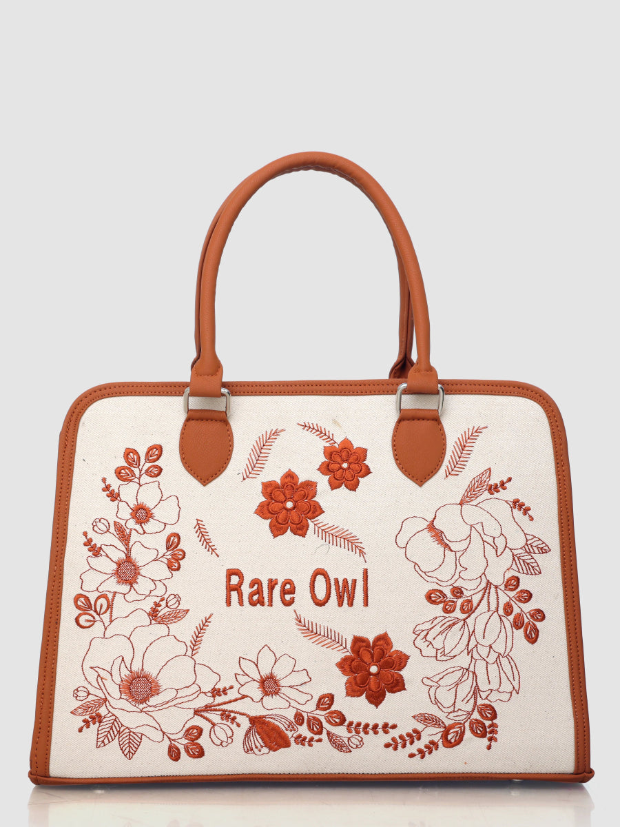 Earthy Elegance Customized Embroidery Tote Bag - Rare Owl
