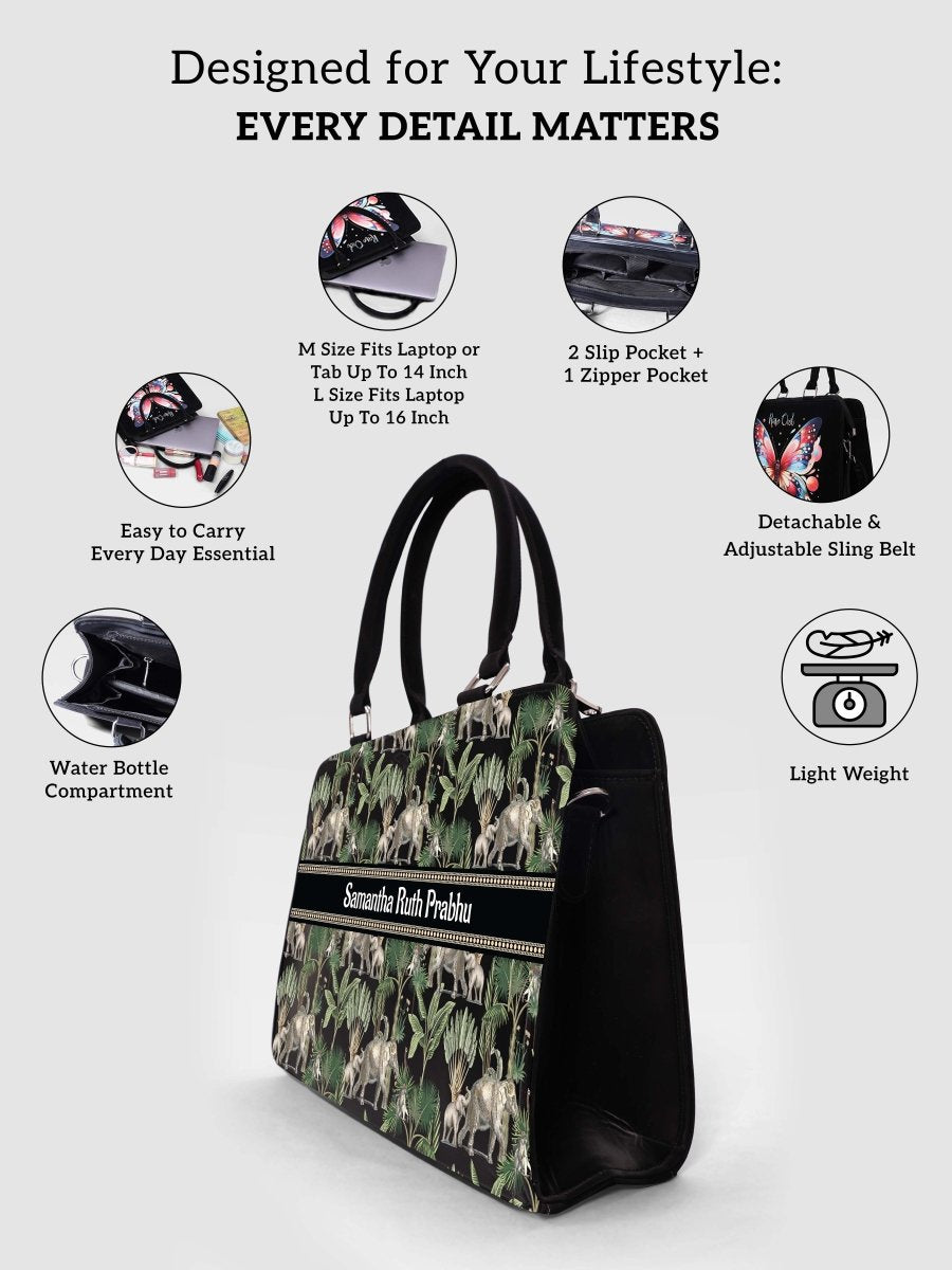 Elephant Safari Customized Name Tote Bag for Women | Rare Canvas - Rare Owl