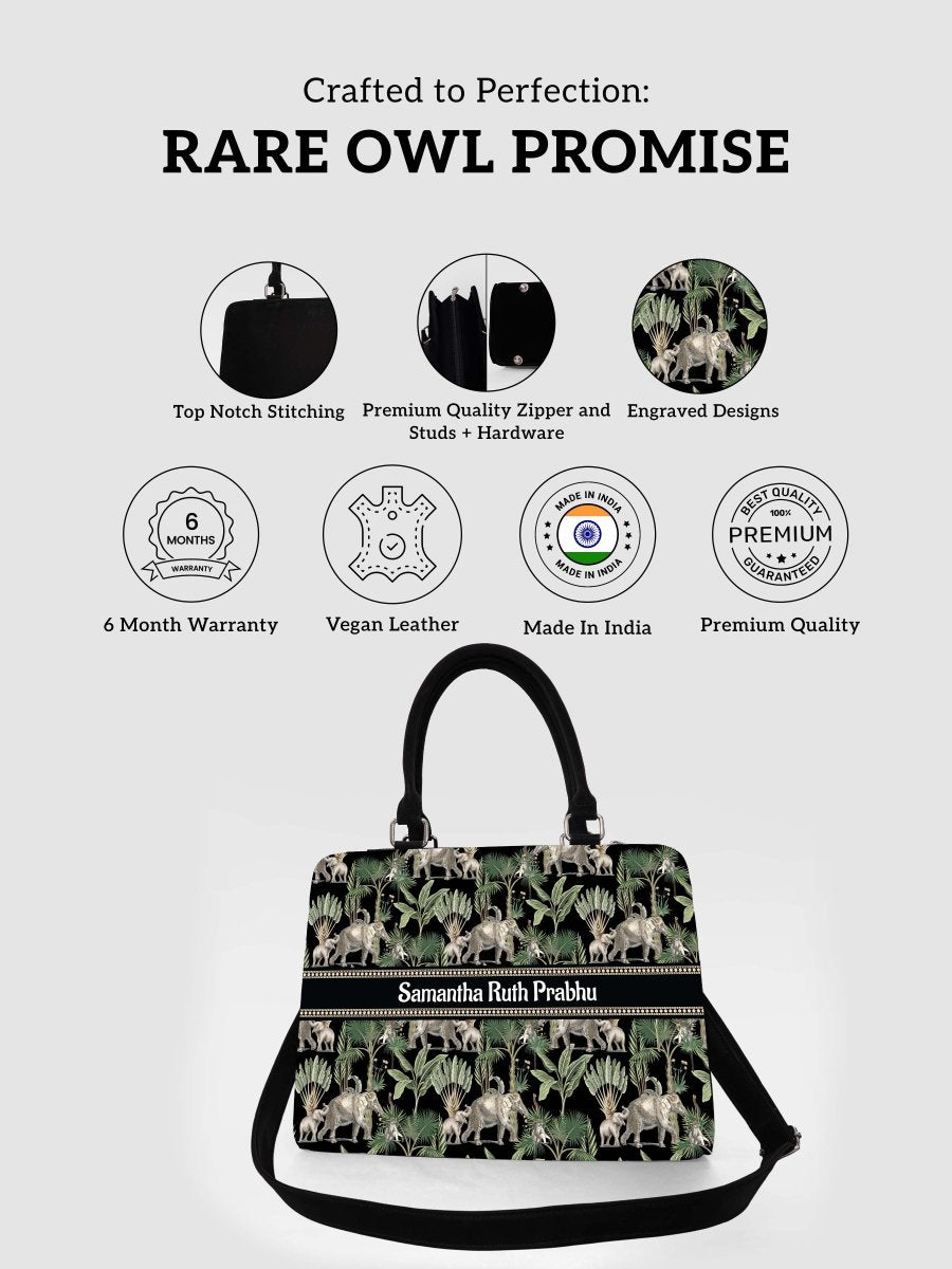 Elephant Safari Customized Name Tote Bag for Women | Rare Canvas - Rare Owl