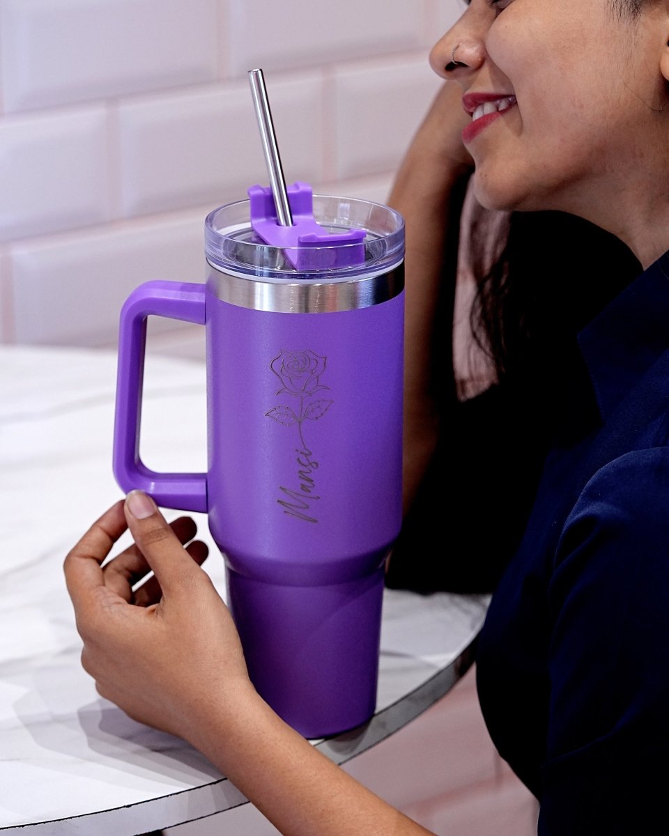 Eterna Bloom Customized Name & Birth Flower Tumbler - Rare Owl