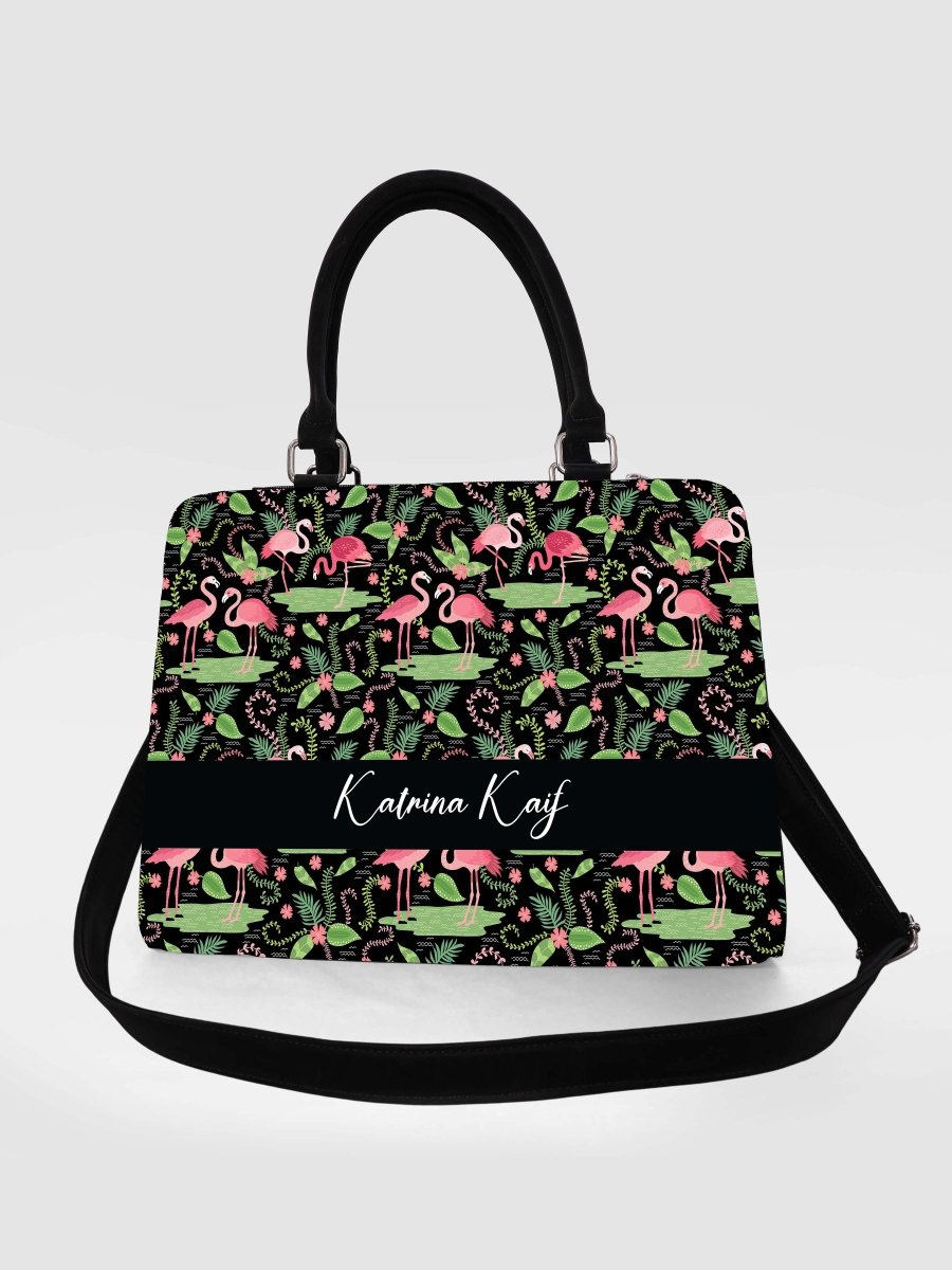Flamingo Fiesta Customized Name Tote Bag for Women | Rare Canvas - Rare Owl