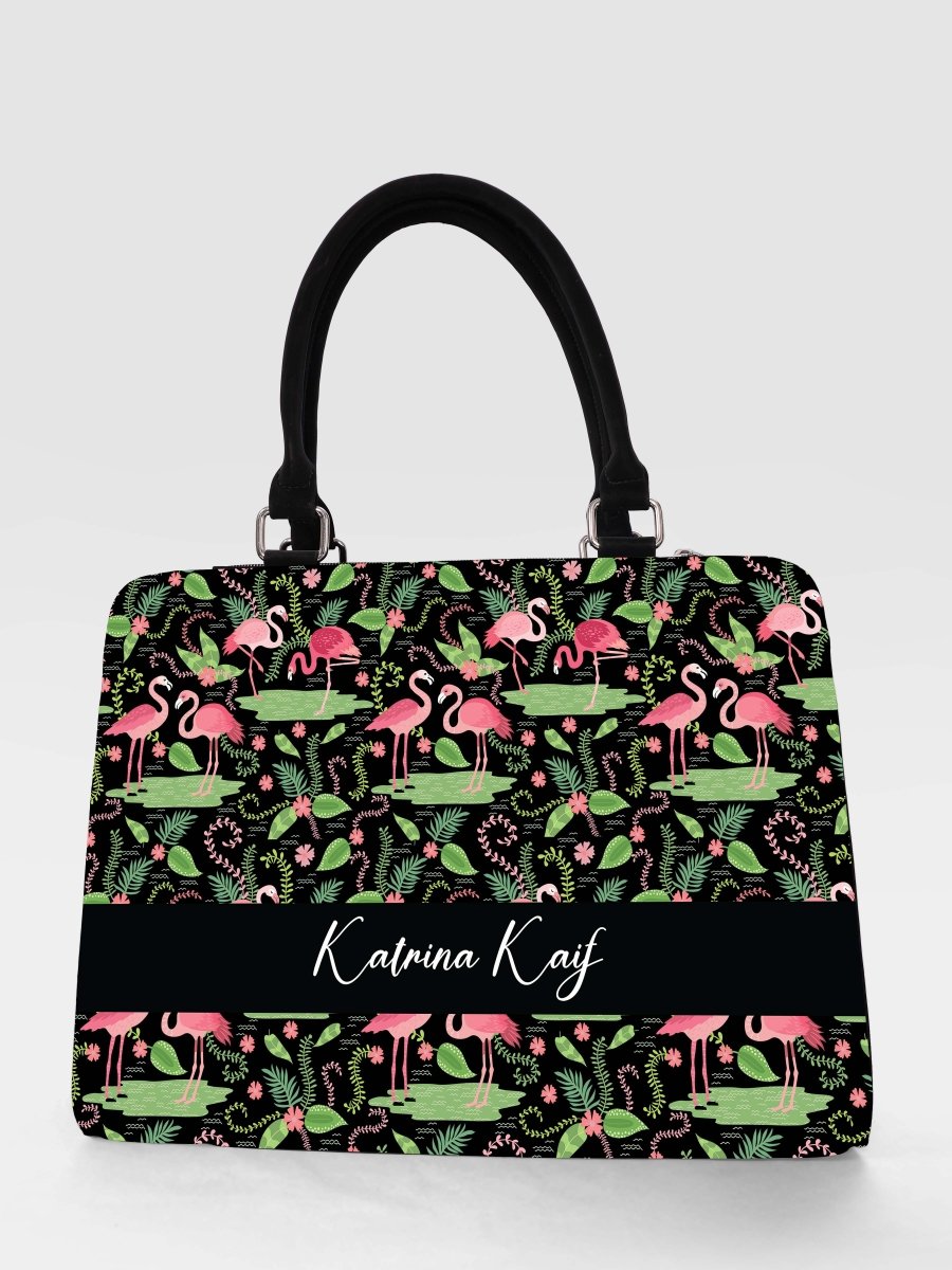 Flamingo Fiesta Customized Name Tote Bag for Women | Rare Canvas - Rare Owl