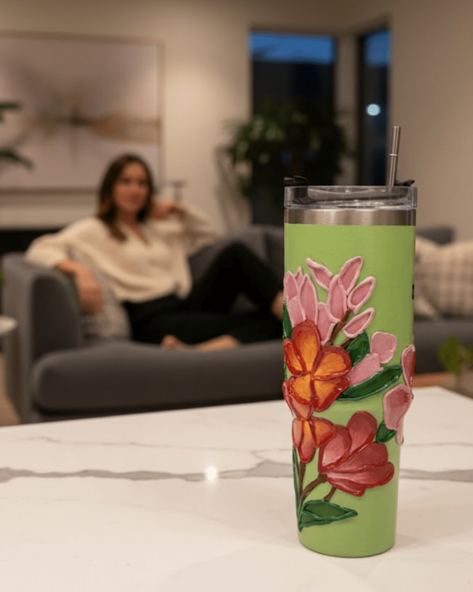 Floral Aura 3D Hand Painted Customized Name Tumbler - Rare Owl