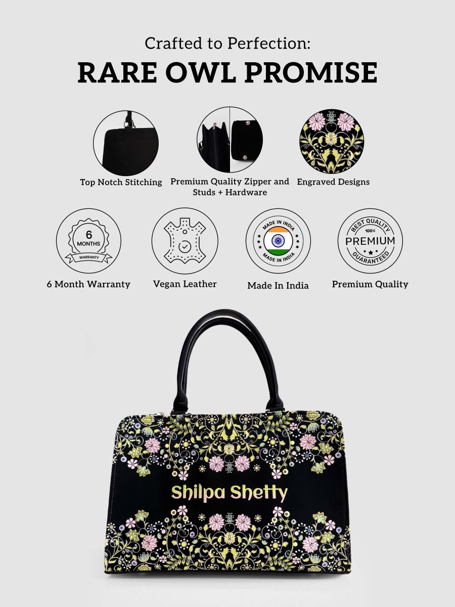 Floral Sonata Customized Name Tote Bag for Women | Rare Canvas - Rare Owl