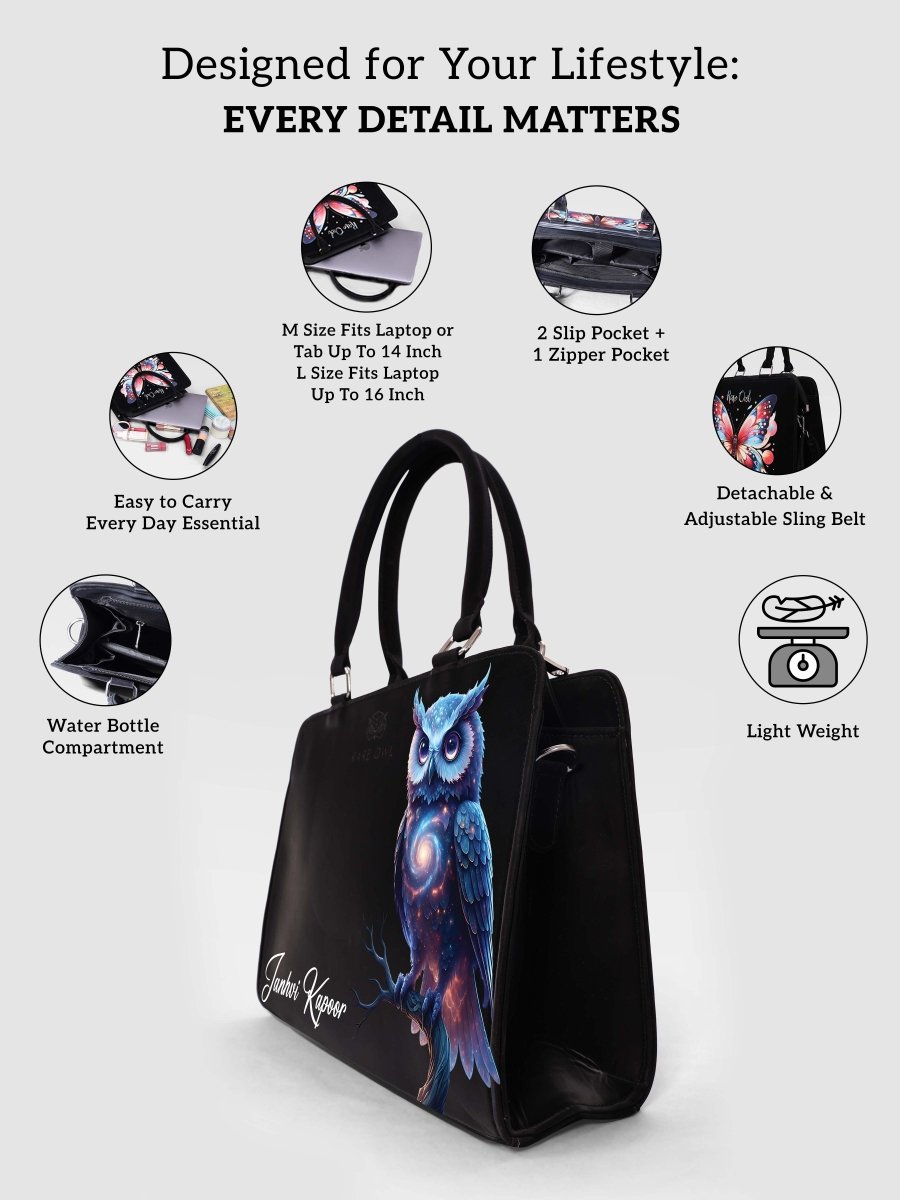 Galaxy Owl Customized Name Tote Bag for Women | Rare Minimal - Rare Owl