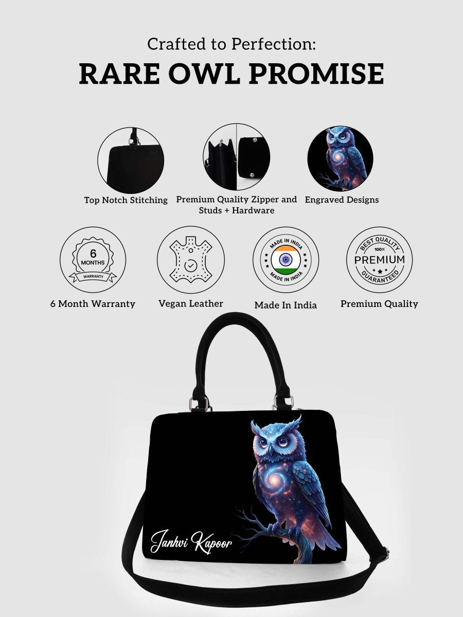 Galaxy Owl Customized Name Tote Bag for Women | Rare Minimal - Rare Owl