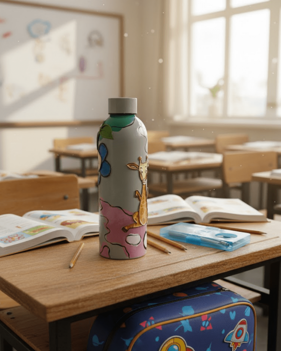 Giraffe Giggles Inspired Customized 3D Hand Painted Kids Bottle – 500ml - Rare Owl