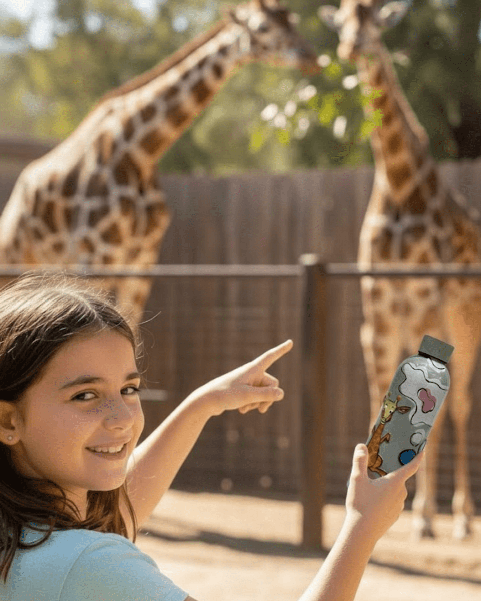 Giraffe Giggles Inspired Customized 3D Hand Painted Kids Bottle – 500ml - Rare Owl