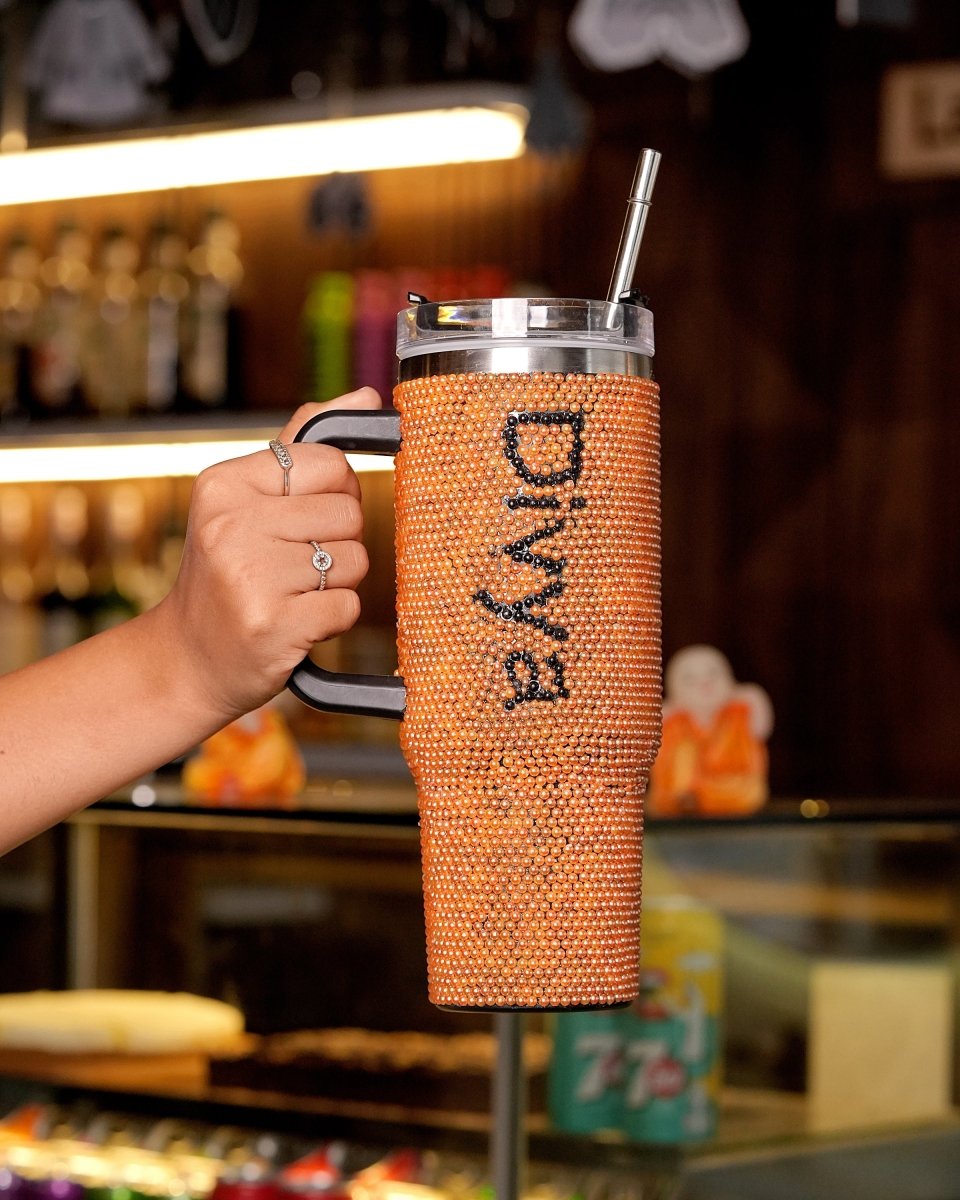 Halloween Glow Handmade Rhinestone Customized Name Tumbler - Rare Owl