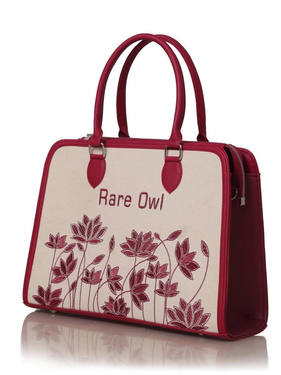 Luxe Lotus Customized Embroidery Tote Bag - Rare Owl
