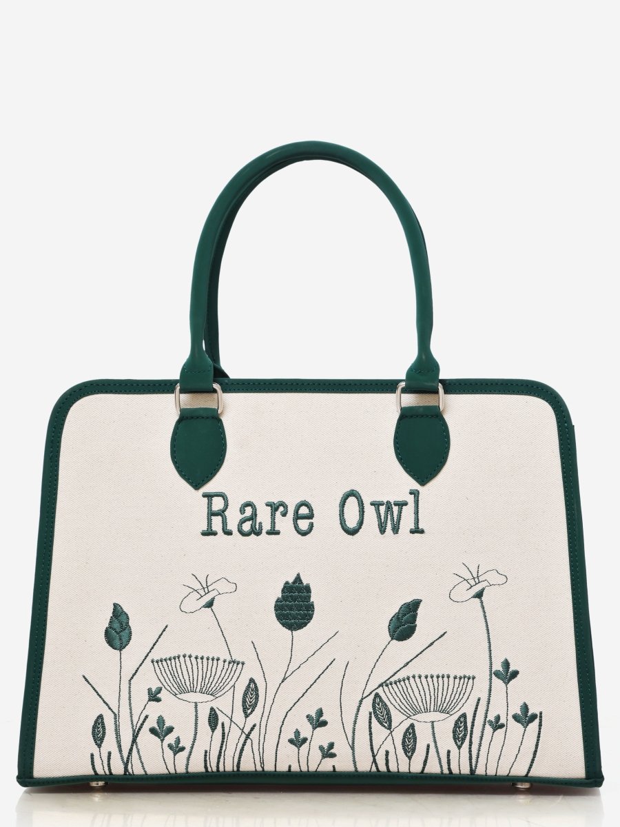 Meadow Bloom Customized Embroidery Tote Bag - Rare Owl