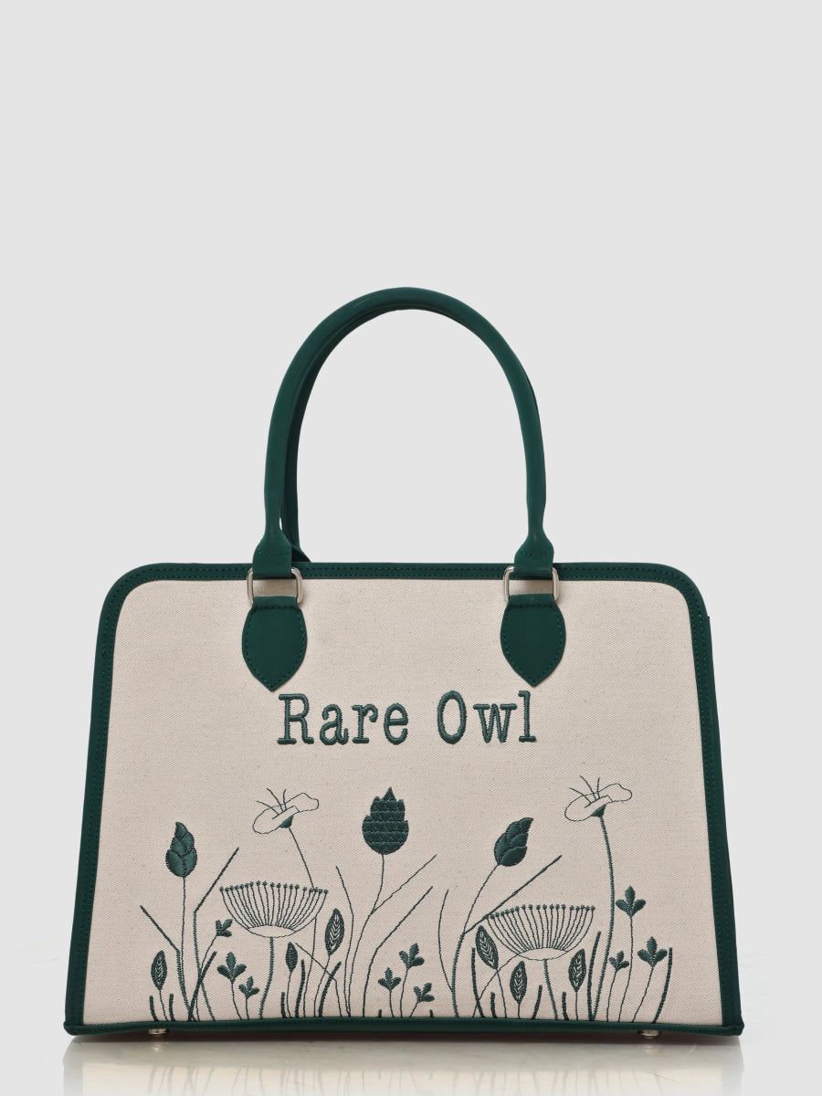 Meadow Bloom Customized Embroidery Tote Bag - Rare Owl