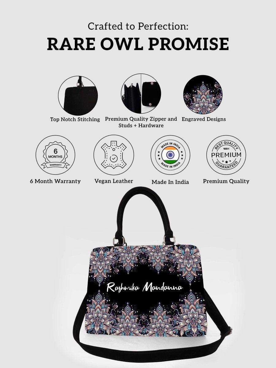 Nocturne Aura Customized Name Tote Bag for Women | Rare Canvas - Rare Owl