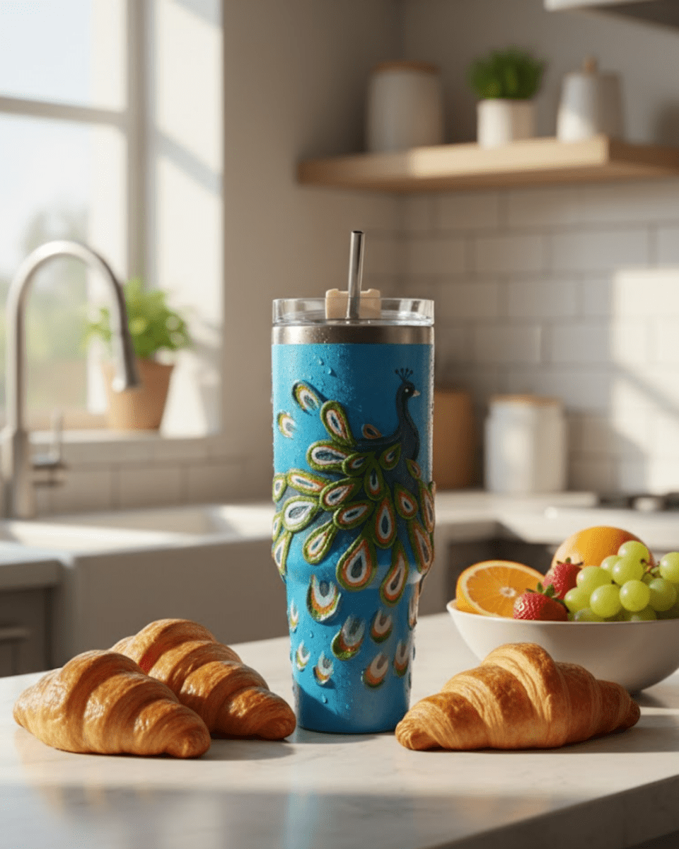 Peacock Royale 3D Hand Painted Customized Name Tumbler - Rare Owl