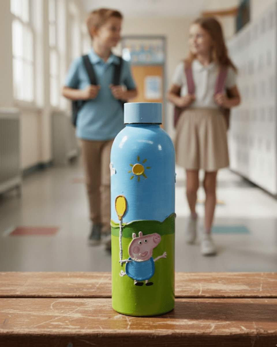 Peppa Pig Inspired Customized 3D Hand Painted Kids Bottle – 500ml - Rare Owl