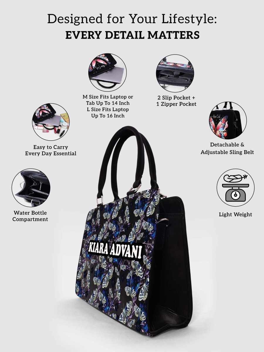 Periwinkle Flight Customized Name Tote Bag for Women | Rare Canvas - Rare Owl