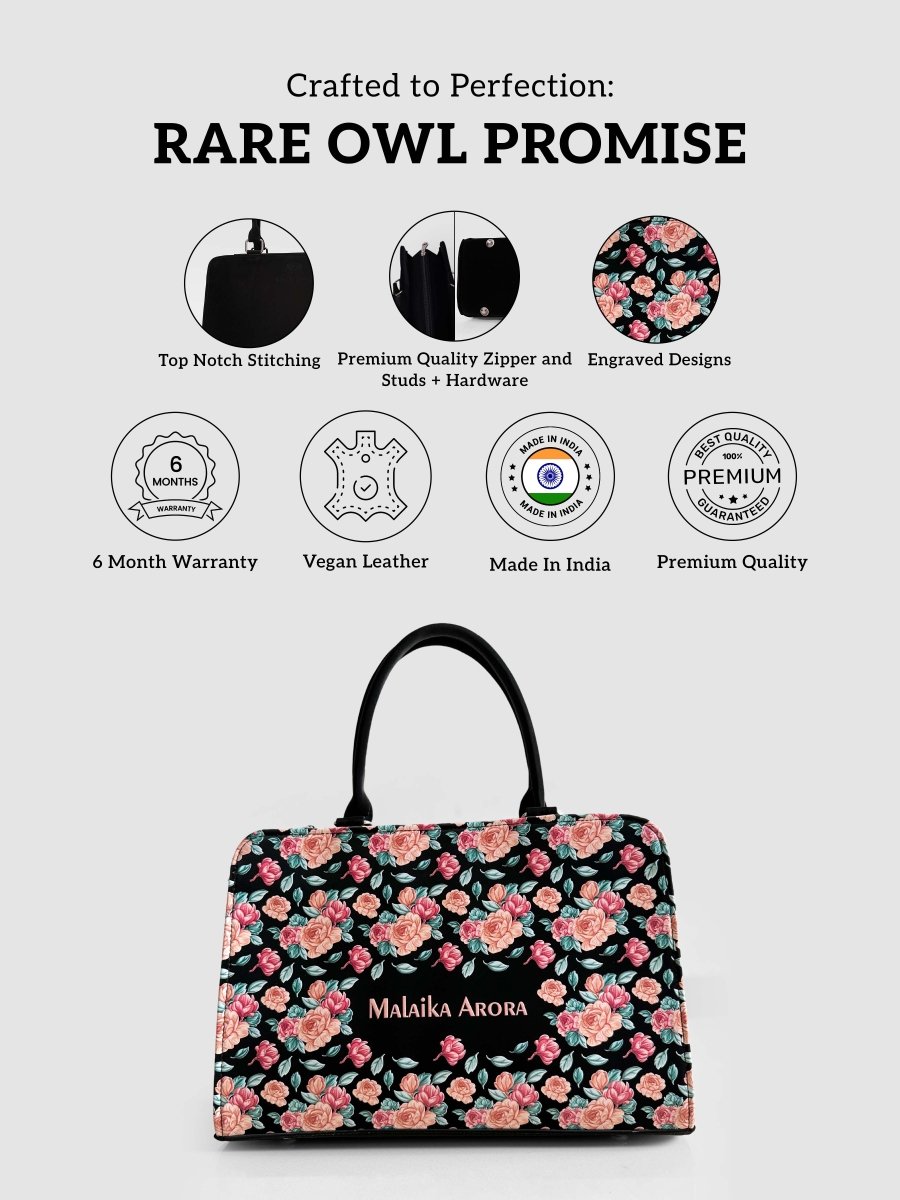 Rosé Reverie Customized Name Tote Bag for Women | Rare Canvas - Rare Owl