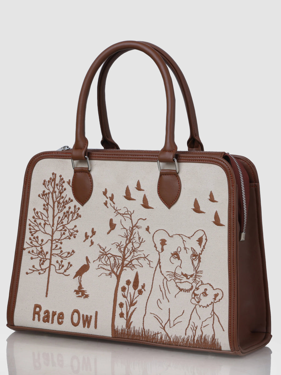 Savanna Majesty Customized Embroidery Tote Bag - Rare Owl
