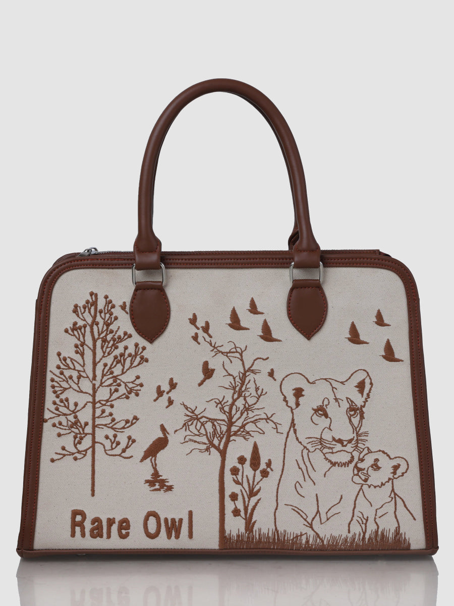 Savanna Majesty Customized Embroidery Tote Bag - Rare Owl