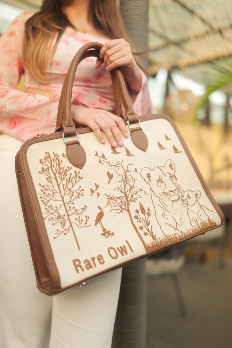 Savanna Majesty Customized Embroidery Tote Bag - Rare Owl