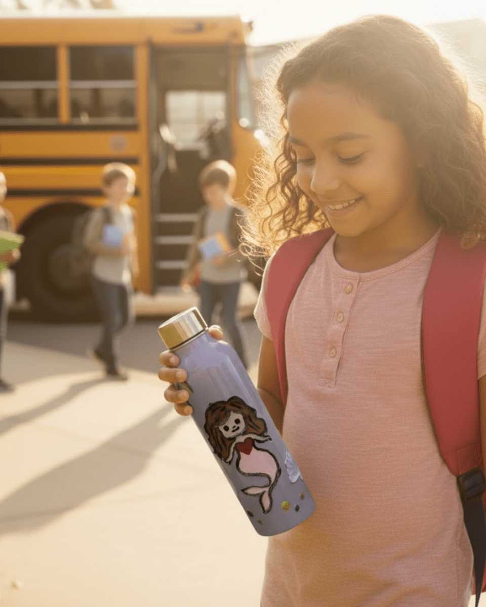 Sea Princess Inspired Customized 3D Hand Painted Kids Bottle – 500ml - Rare Owl