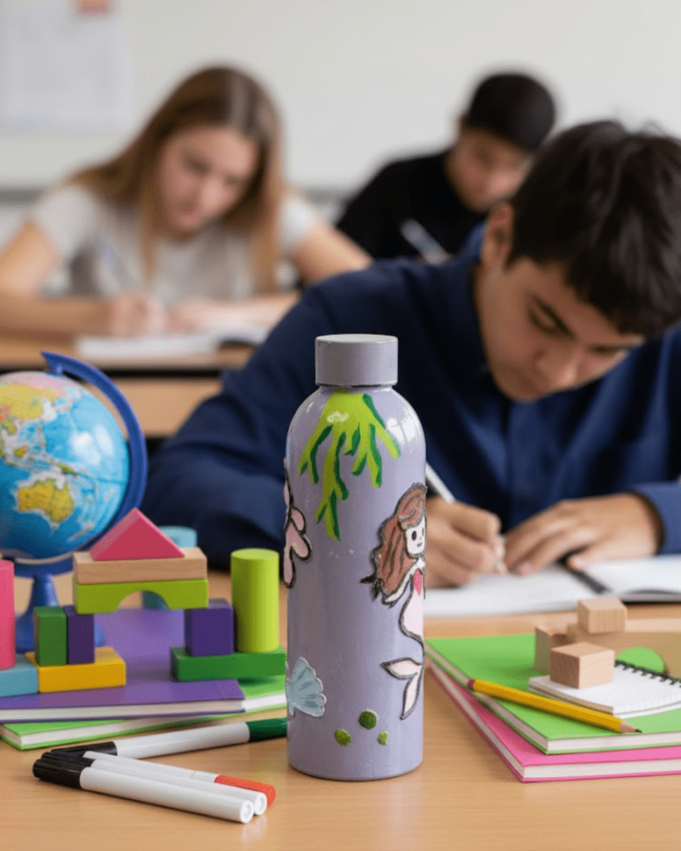 Sea Princess Inspired Customized 3D Hand Painted Kids Bottle – 500ml - Rare Owl