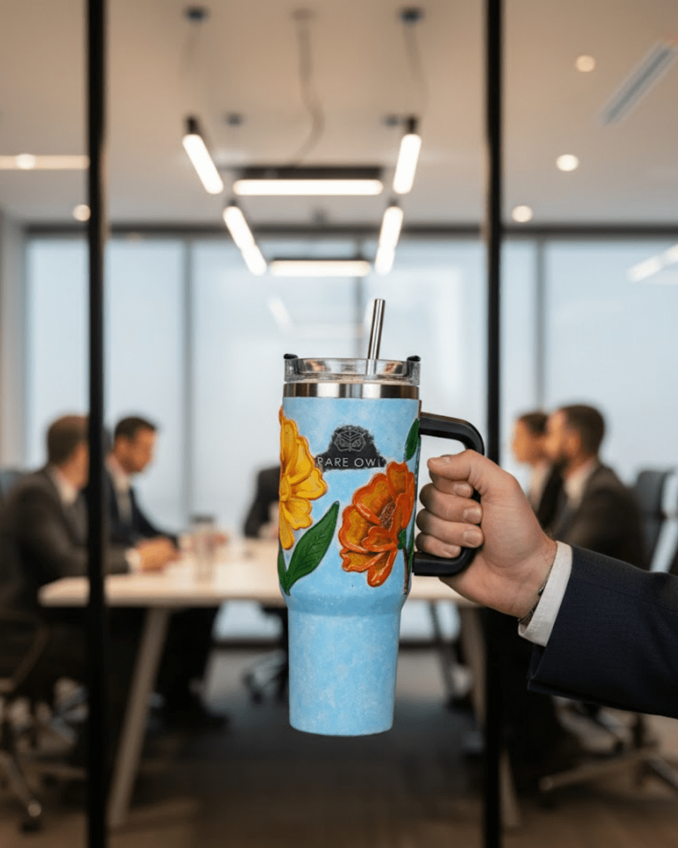 Spring Bloom 3D Hand Painted Customized Name Tumbler - Rare Owl