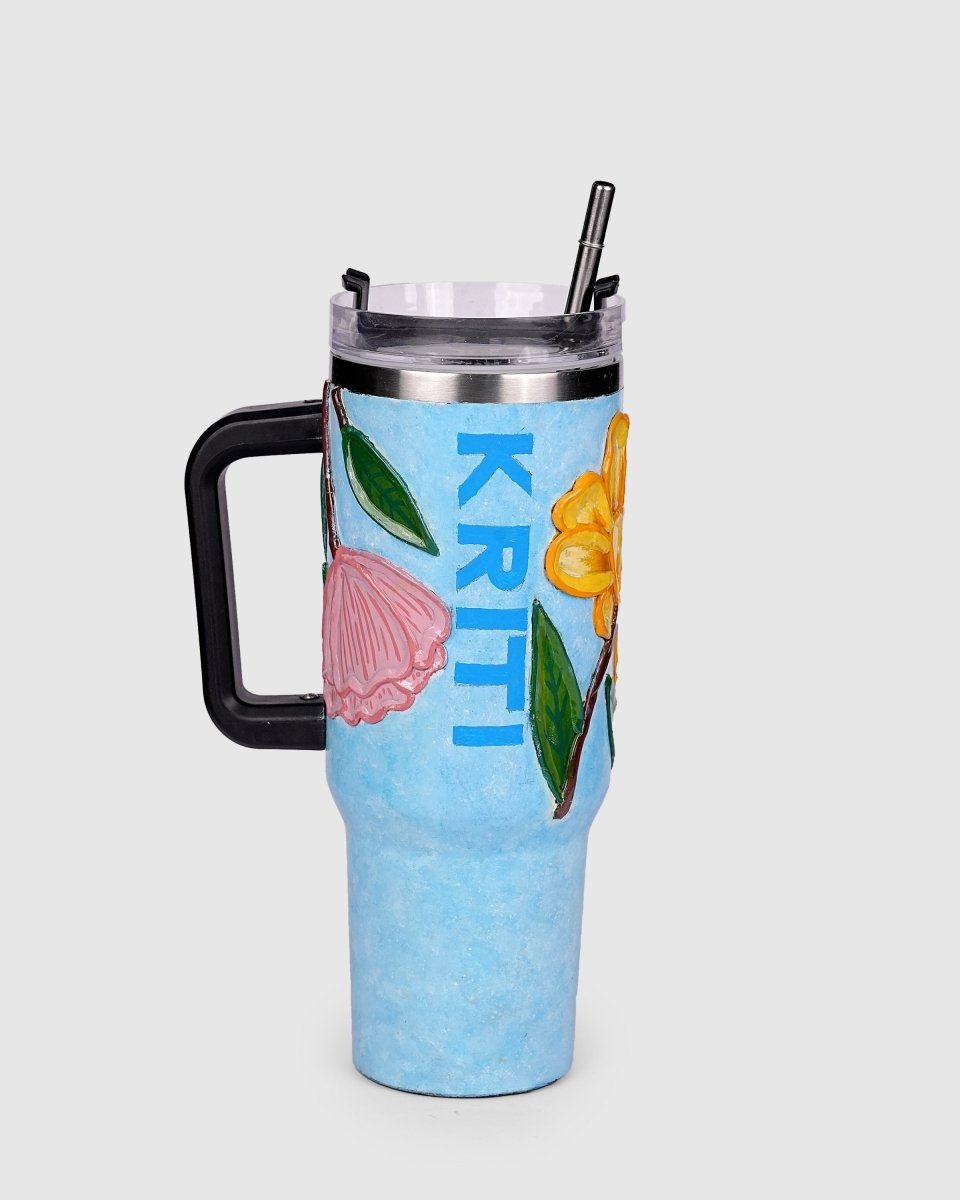 Spring Bloom 3D Hand Painted Customized Name Tumbler - Rare Owl