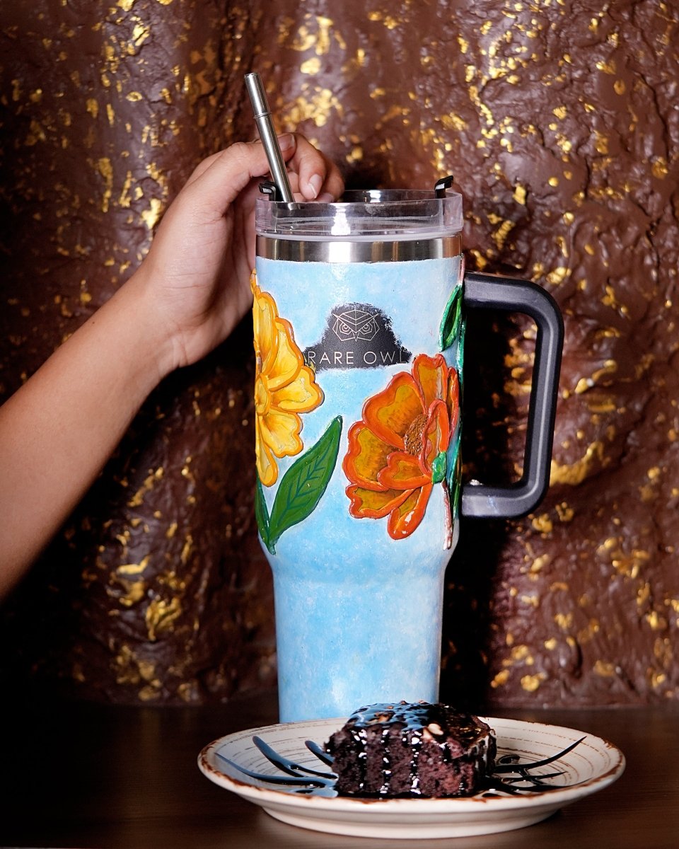 Spring Bloom 3D Hand Painted Customized Name Tumbler - Rare Owl