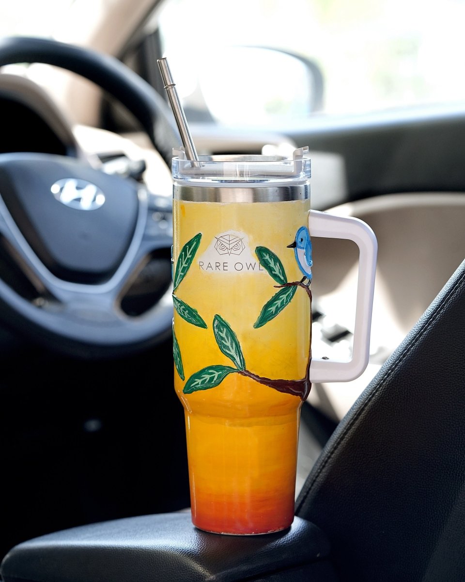 Vibrant Canopy 3D Hand Painted Customized Name Tumbler - Rare Owl