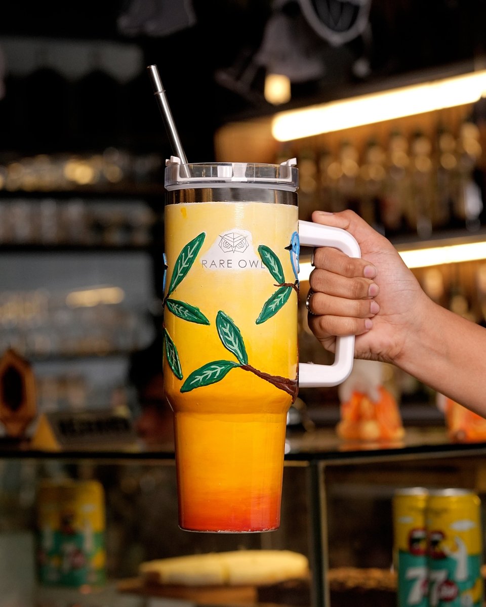 Vibrant Canopy 3D Hand Painted Customized Name Tumbler - Rare Owl