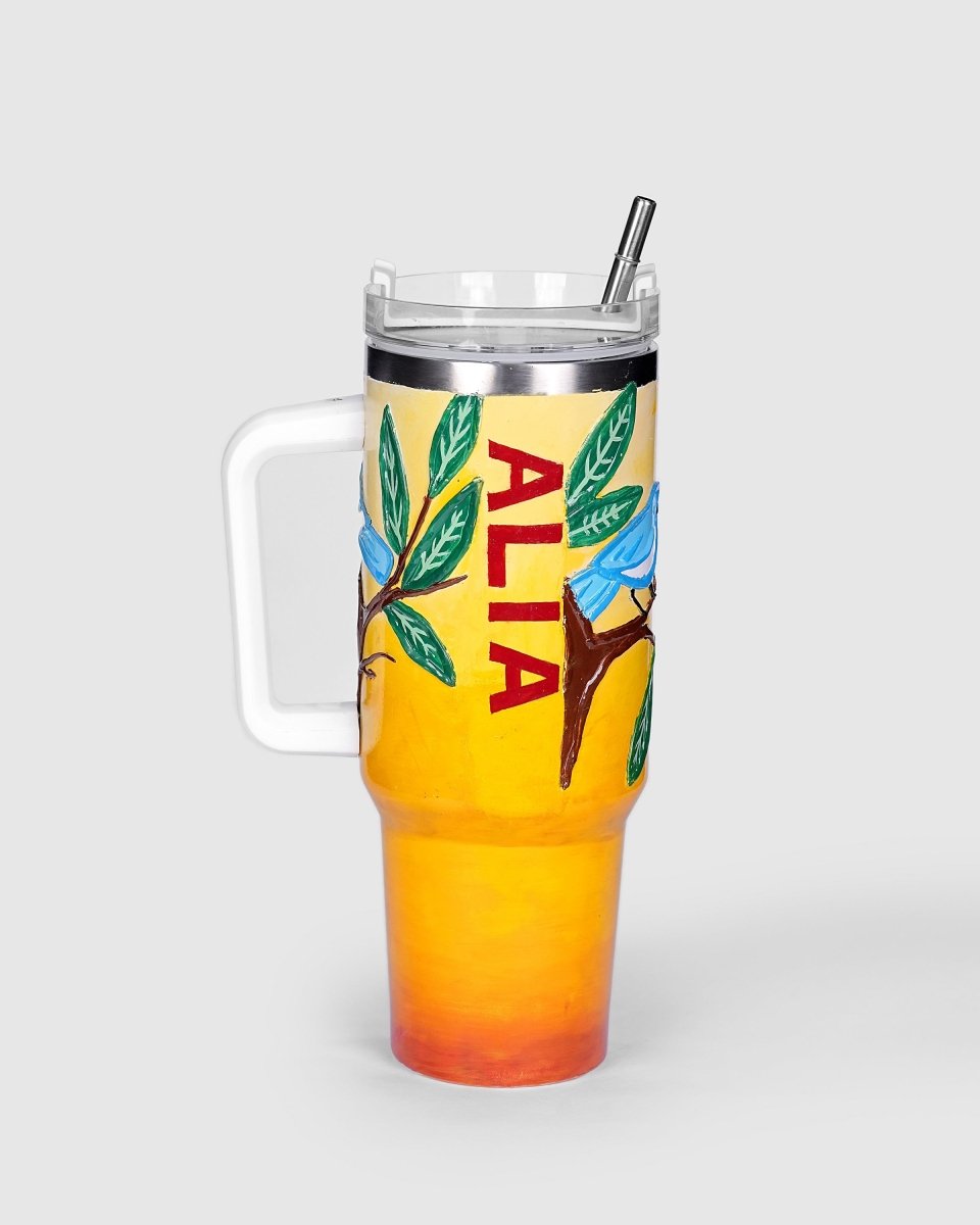 Vibrant Canopy 3D Hand Painted Customized Name Tumbler - Rare Owl