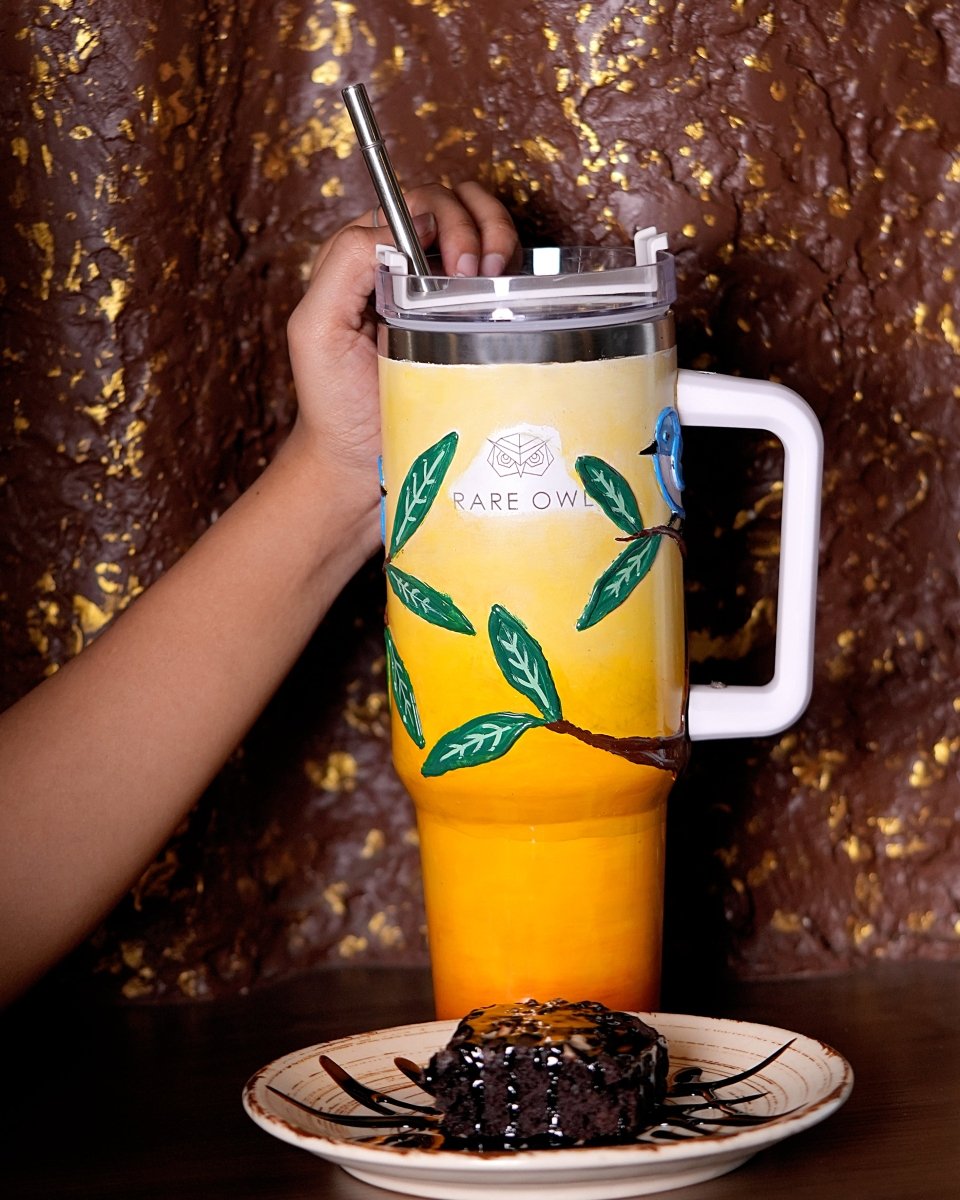 Vibrant Canopy 3D Hand Painted Customized Name Tumbler - Rare Owl